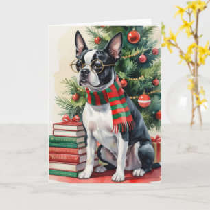 Boston Terrier Hond Kerstgroet Kaart