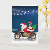 Boston Terrier hond Kerstman Santa Claus  Kaart (Gele Bloem)