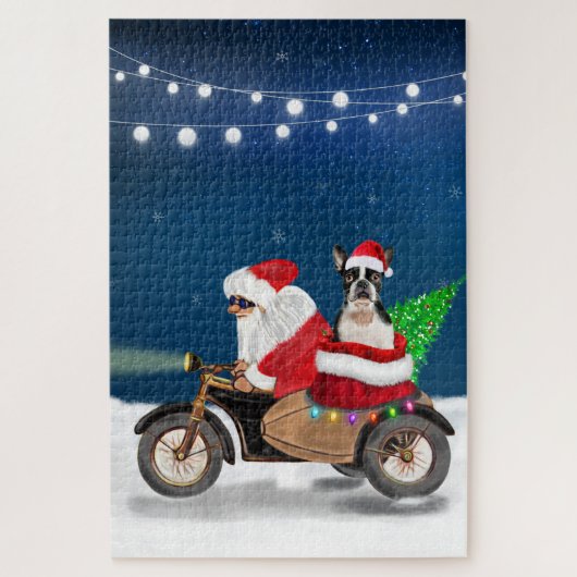 Boston Terrier Hond Kerstmis Sinterklaas   Legpuzzel (Verticaal)