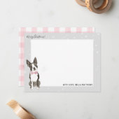 Boston Terrier-hond Kerstvakantie briefpapier Notitiekaartje (Voorkant / Achterkant in situ)