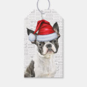 Boston Terrier Hond Kerstvakantie Cadeaulabel (Voorkant)