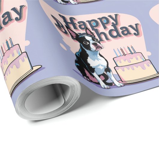 Boston Terrier hond kleurrijk Cadeaupapier (Rol Hoek)