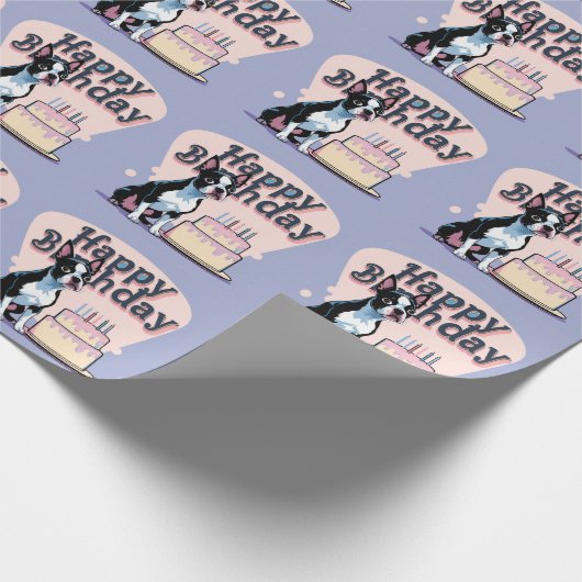 Boston Terrier hond kleurrijk Cadeaupapier (Hoek)