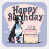 Boston Terrier hond kleurrijk Vierkante Sticker (Voorkant)