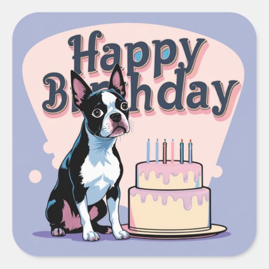 Boston Terrier hond kleurrijk Vierkante Sticker (Voorkant)