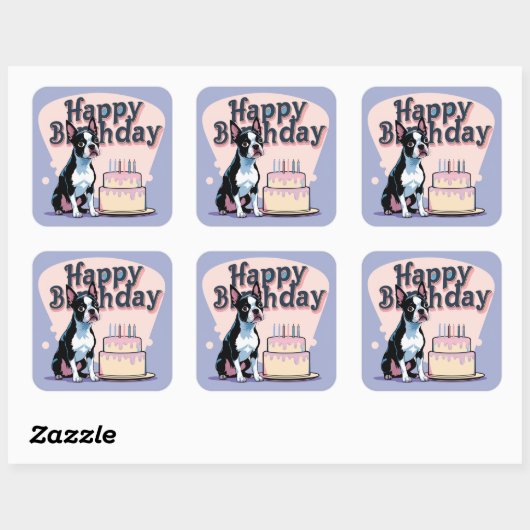 Boston Terrier hond kleurrijk Vierkante Sticker (Vel)