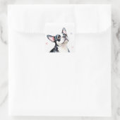 Boston Terrier-hond met harten Vierkante Sticker (Tas)