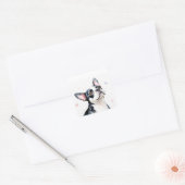 Boston Terrier-hond met harten Vierkante Sticker (Envelop)