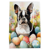 Boston Terriër Hond met paaseieren Vakantie Medium Cadeauzakje (Achterkant)