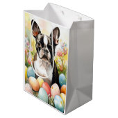 Boston Terriër Hond met paaseieren Vakantie Medium Cadeauzakje (Achterkant Gekanteld)