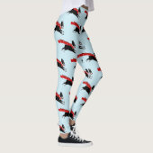 Boston Terrier Hond met rode sjaal Patterned Leggings (Rechts)