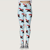 Boston Terrier Hond met rode sjaal Patterned Leggings (Voorkant)
