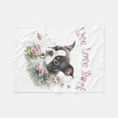 Boston Terrier Hond Mom Floral Fleece Deken (Voorkant (Horizontaal))