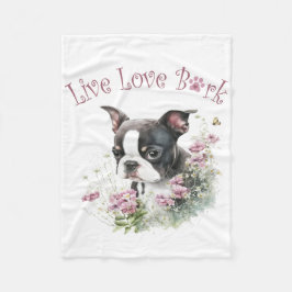 Boston Terrier Hond Mom Floral Fleece Deken