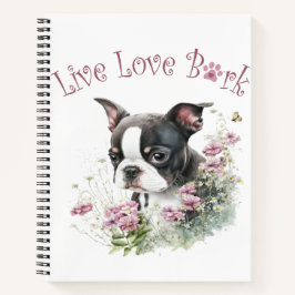 Boston Terrier Hond Mom Floral Notitieboek