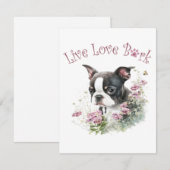 Boston Terrier Hond Mom Floral Notitiekaartje (Voorkant / Achterkant)