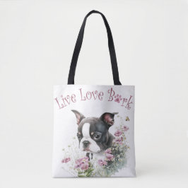 Boston Terrier Hond Mom Floral Tote Bag