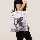 Boston Terrier Hond Mom Floral Tote Bag (Dichtbij)