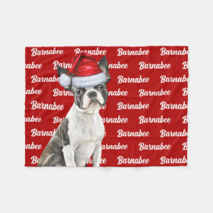 Boston Terrier Hond Naam Kerstvakantie Fleece Deken