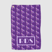 Boston Terrier Hond Paarse Silhouet Monogram Golfhanddoek (Voorkant)