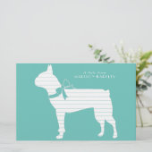 Boston Terrier Hond Puppy Briefpapier (Staand voorkant)