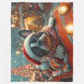 Boston Terrier Hond Roller Coaster Kerst Fleece Deken (Voorkant)