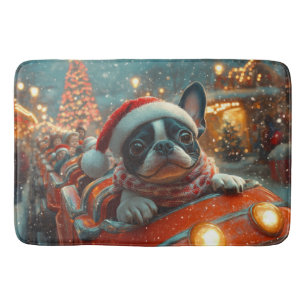 Boston Terrier Hond Roller Coaster Kerstmis Badmat