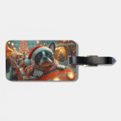 Boston Terrier Hond Roller Coaster Kerstmis Bagagelabel (Achterkant horizontaal)