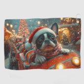 Boston Terrier Hond Roller Coaster Kerstmis Golfhanddoek (Horizontaal)