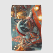 Boston Terrier Hond Roller Coaster Kerstmis Golfhanddoek (Voorkant)