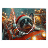 Boston Terrier Hond Roller Coaster Kerstmis Groot Cadeauzakje (Achterkant)