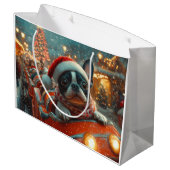 Boston Terrier Hond Roller Coaster Kerstmis Groot Cadeauzakje (Achterkant Gekanteld)
