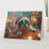 Boston Terrier Hond Roller Coaster Kerstmis Kaart (Voorkant)