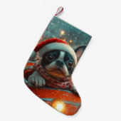 Boston Terrier Hond Roller Coaster Kerstmis Kleine Kerstsok (Voorkant (Hangend))