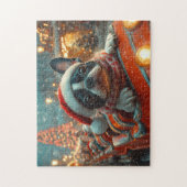 Boston Terrier Hond Roller Coaster Kerstmis Legpuzzel (Verticaal)