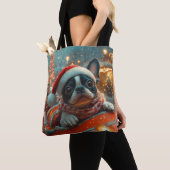 Boston Terrier Hond Roller Coaster Kerstmis Tote Bag (Dichtbij)