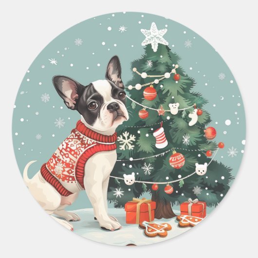 Boston Terrier hond Ronde Sticker (Voorkant)