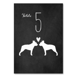 Boston Terrier hond Silhouetten bruiloft receptie Kaart