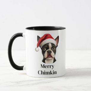Boston Terrier hond Sinterklaas hoed Kerstmis Mok