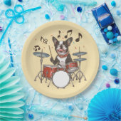 Boston Terrier-hond speelt drums Papieren Bordje (Feest)