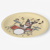 Boston Terrier-hond speelt drums Papieren Bordje (Gekanteld)