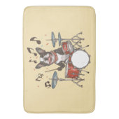 Boston Terrier hond speelt op drums Badmat (Voorkant Verticaal)