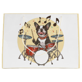 Boston Terrier hond speelt op drums Groot Cadeauzakje