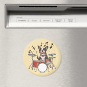 Boston Terrier-hond speelt op drums Magneet (Insitu (Vaatwasser))