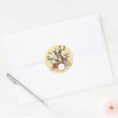 Boston Terrier-hond speelt op drums Ronde Sticker (Envelop)
