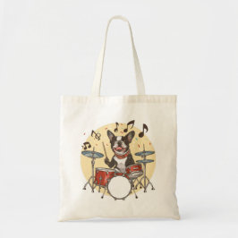 Boston Terrier-hond speelt op drums Tote Bag