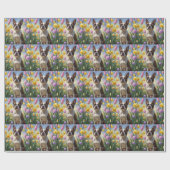 Boston Terrier Hond Spring Bloemen Schilderen Cadeaupapier (Vlak)