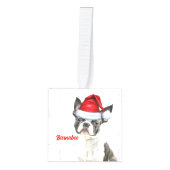 Boston Terrier hond twee foto kerstvakantie Decoratie (Voorkant)