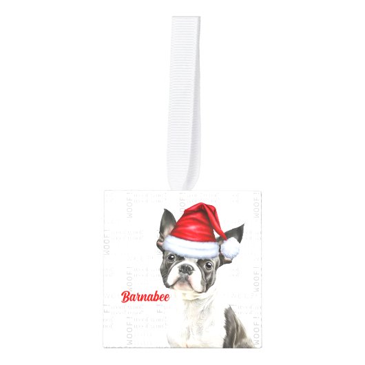 Boston Terrier hond twee foto kerstvakantie Decoratie (Voorkant)