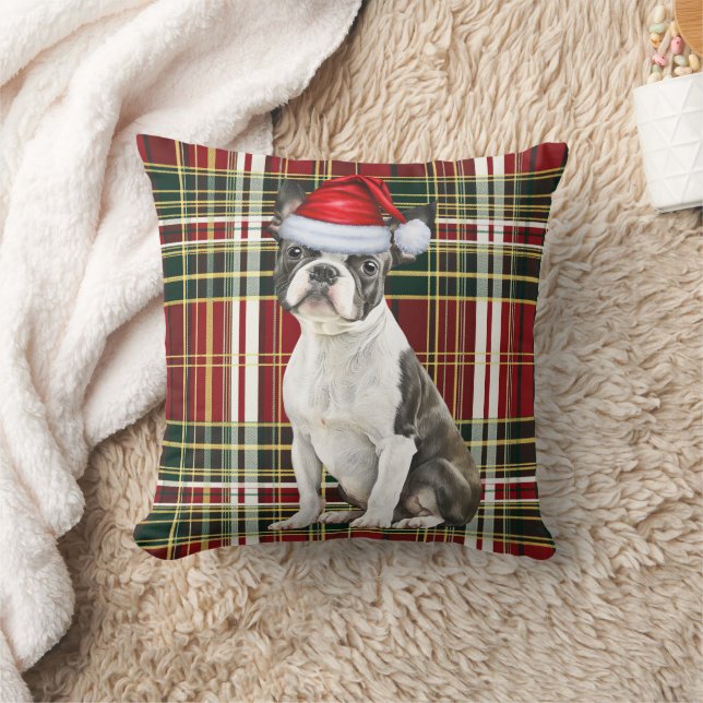 Boston Terrier Hond Vakantie Geplakt Kerstmis Kussen (Deken)
